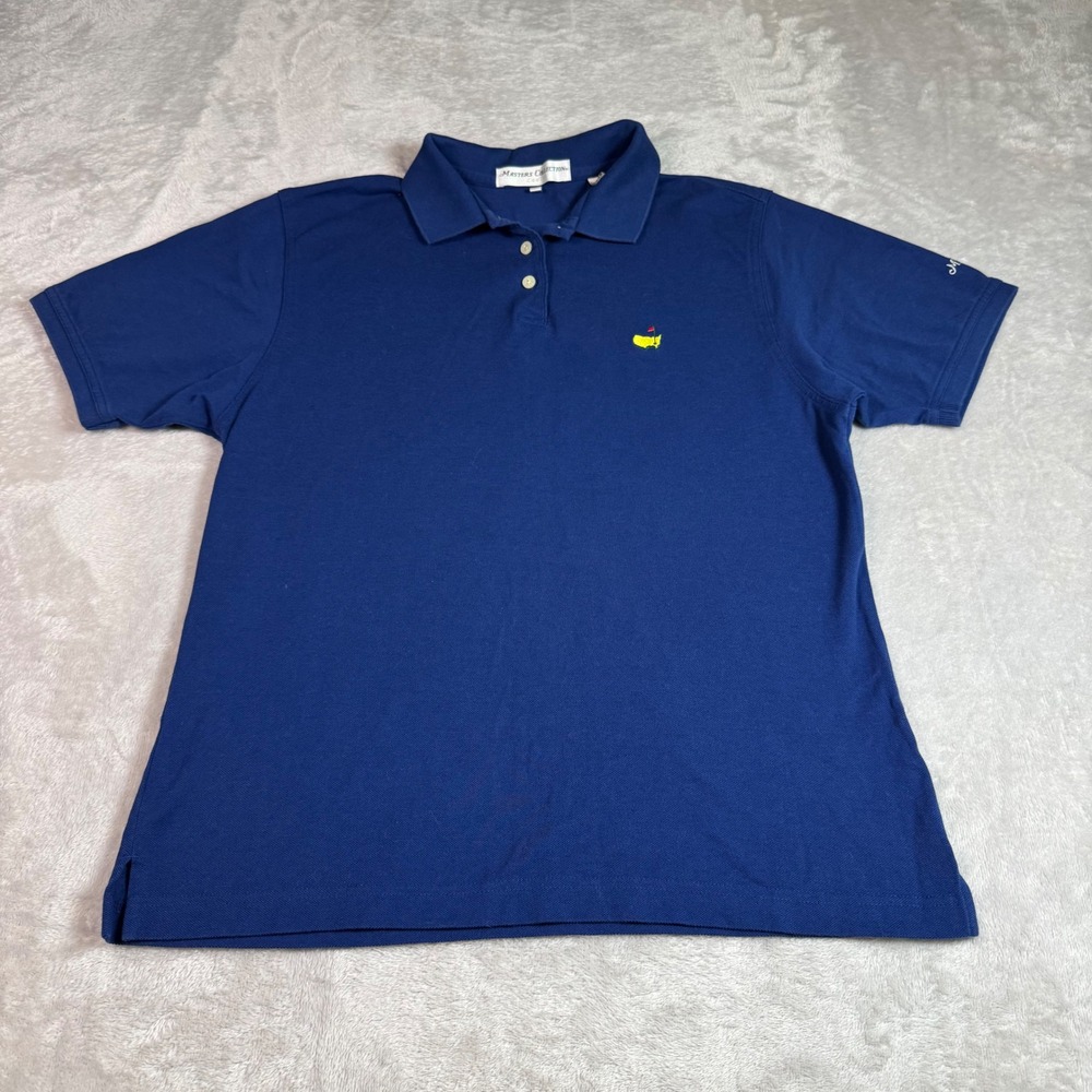Masters Collection Ladies Blue Pima Cotton Short Sleeve Golf Polo Shirt Size L